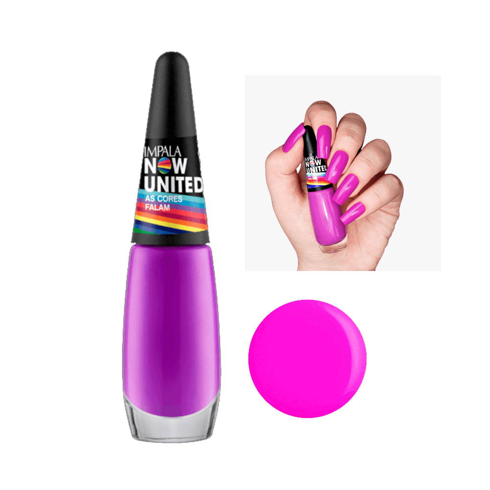 Esmalte Impala Now United As Cores Falam - tom roxo cremoso, frasco em destaque