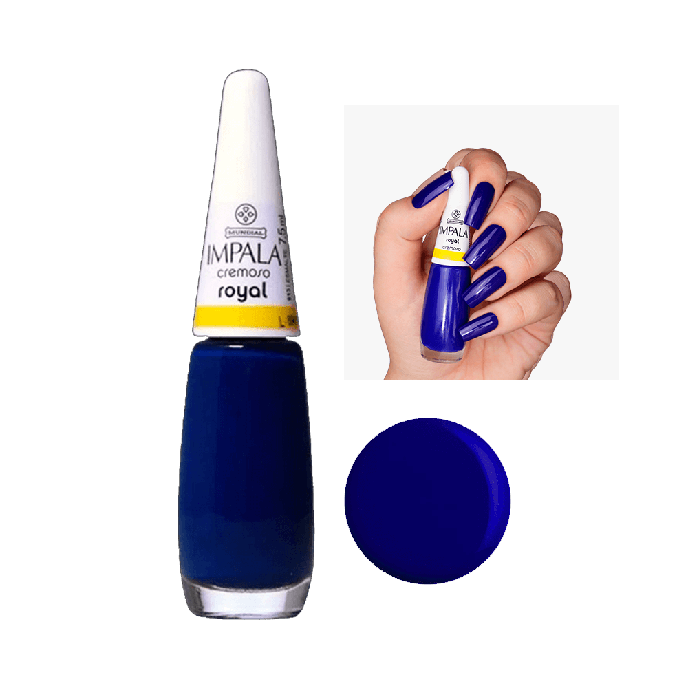 Esmalte Impala Cremoso Royal - frasco e amostra da cor