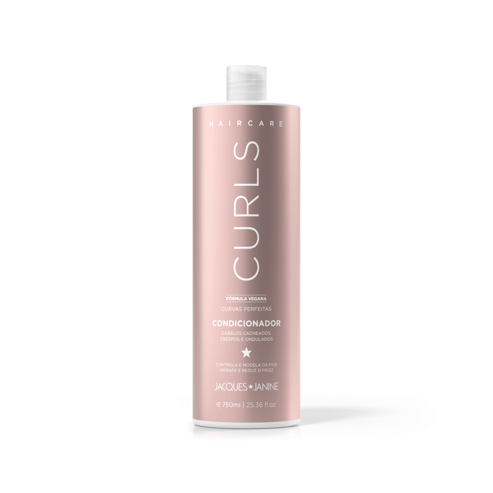 Condicionador Jacques Janine Hair Care Curls 750ml - embalagem rosa claro metálico