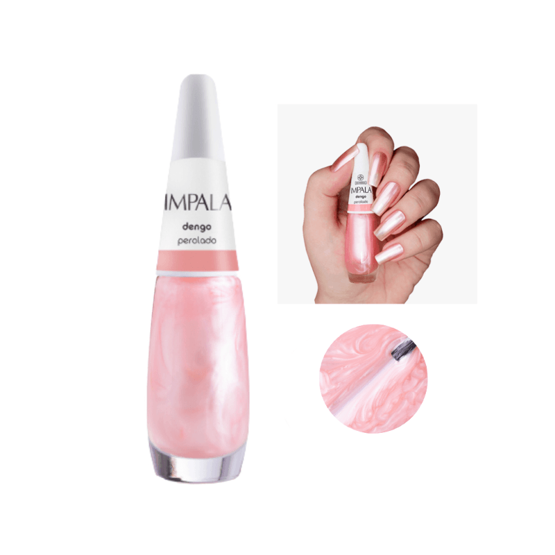 Frasco de esmalte Impala Dengo perolado rosa claro com reflexos nacarados