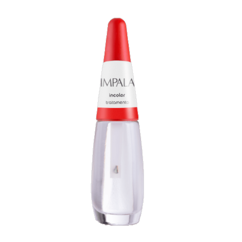 Esmalte Impala Tratamento Incolor - frasco transparente com tampa vermelha