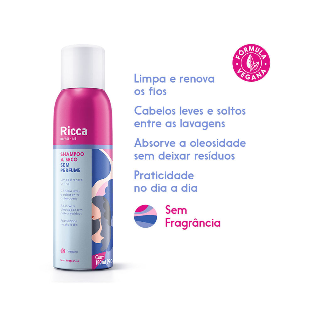 Shampoo a Seco Ricca 150ml com selo vegano