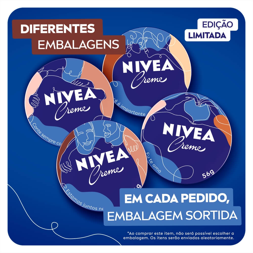 Várias embalagens do Creme Hidratante Nivea edição limitada 56g