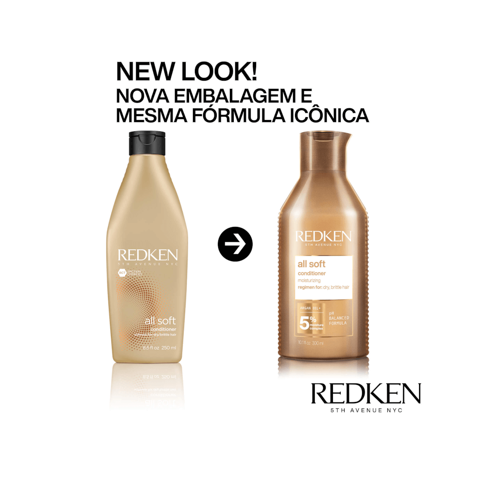 Comparativo de embalagens do Condicionador Redken All Soft 300ml