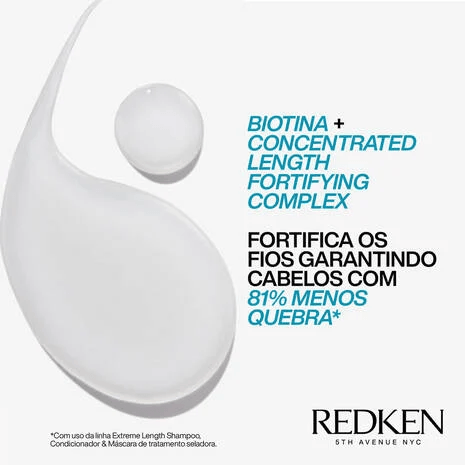 Textura perolada do shampoo destacando biotina e complexo fortificante