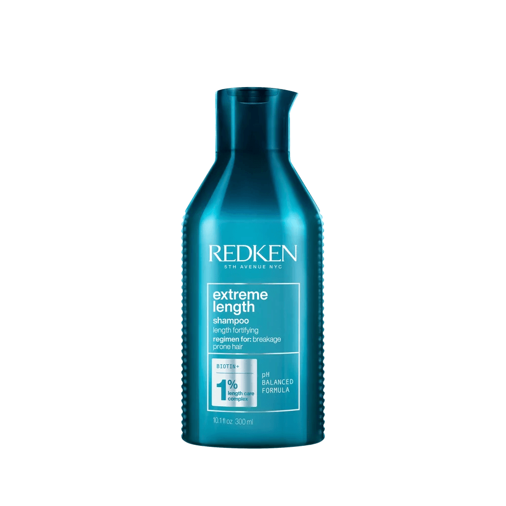 Frasco do Shampoo Redken Extreme Length 300ml azul metálico
