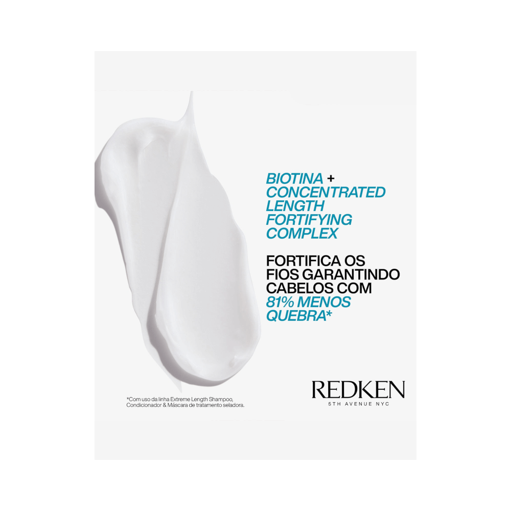 Textura cremosa do Shampoo Redken Extreme Length mostrando fórmula