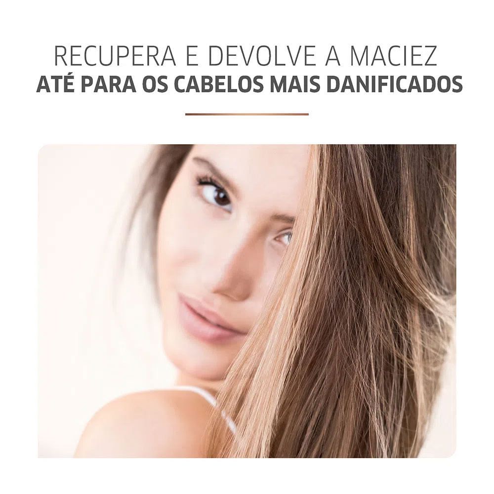 Imagem promocional Shampoo Wella Fusion mostrando resultado em cabelos brilhantes e macios