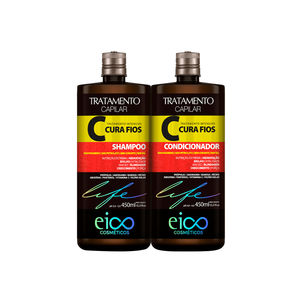 Kit Eico Life Cura Fios Duo 450ml - shampoo e condicionador