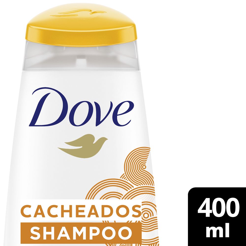Detalhe superior do frasco do Shampoo Dove Cacheados 400 ml