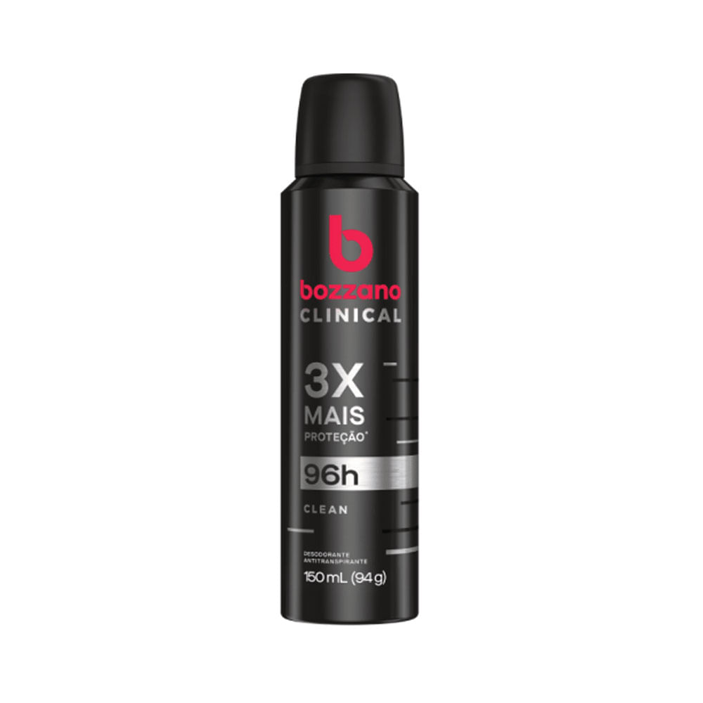 Desodorante Bozzano Clinical Clean aerossol 150ml frontal