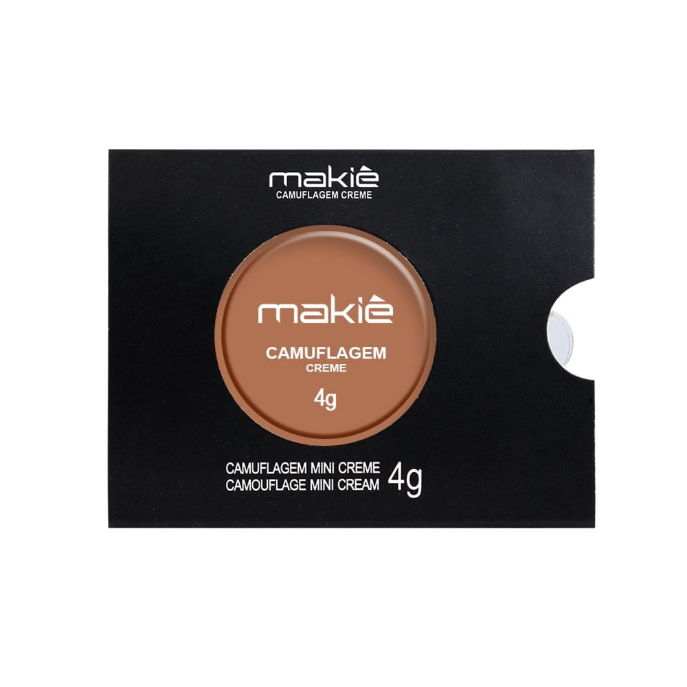 Mini Corretivo Creme Makiê Camuflagem Pecan 4g embalagem preta com amostra da cor
