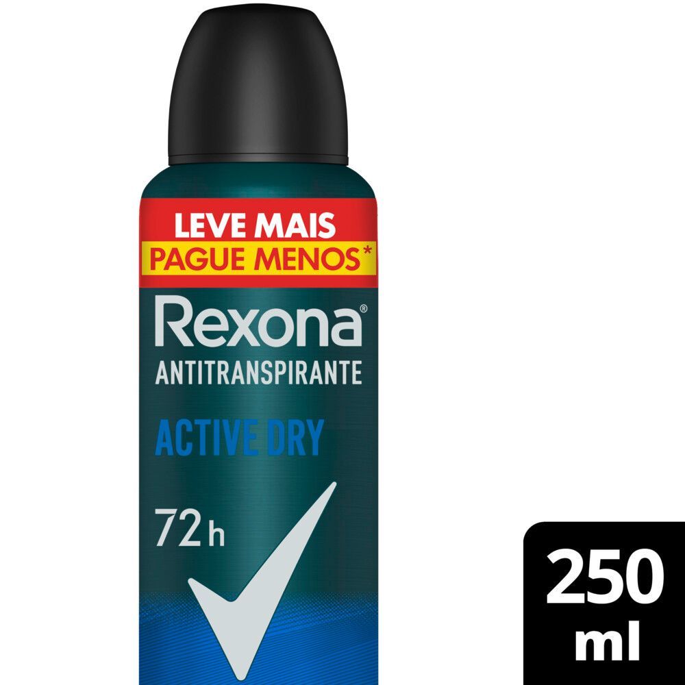 Desodorante Rexona Men Active Dry 250 ml - imagem frontal