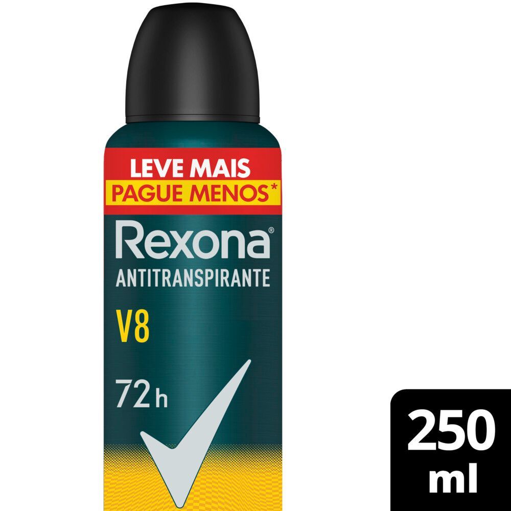 Desodorante Antitranspirante Aerosol Rexona Men V8 250 ml - vista frontal