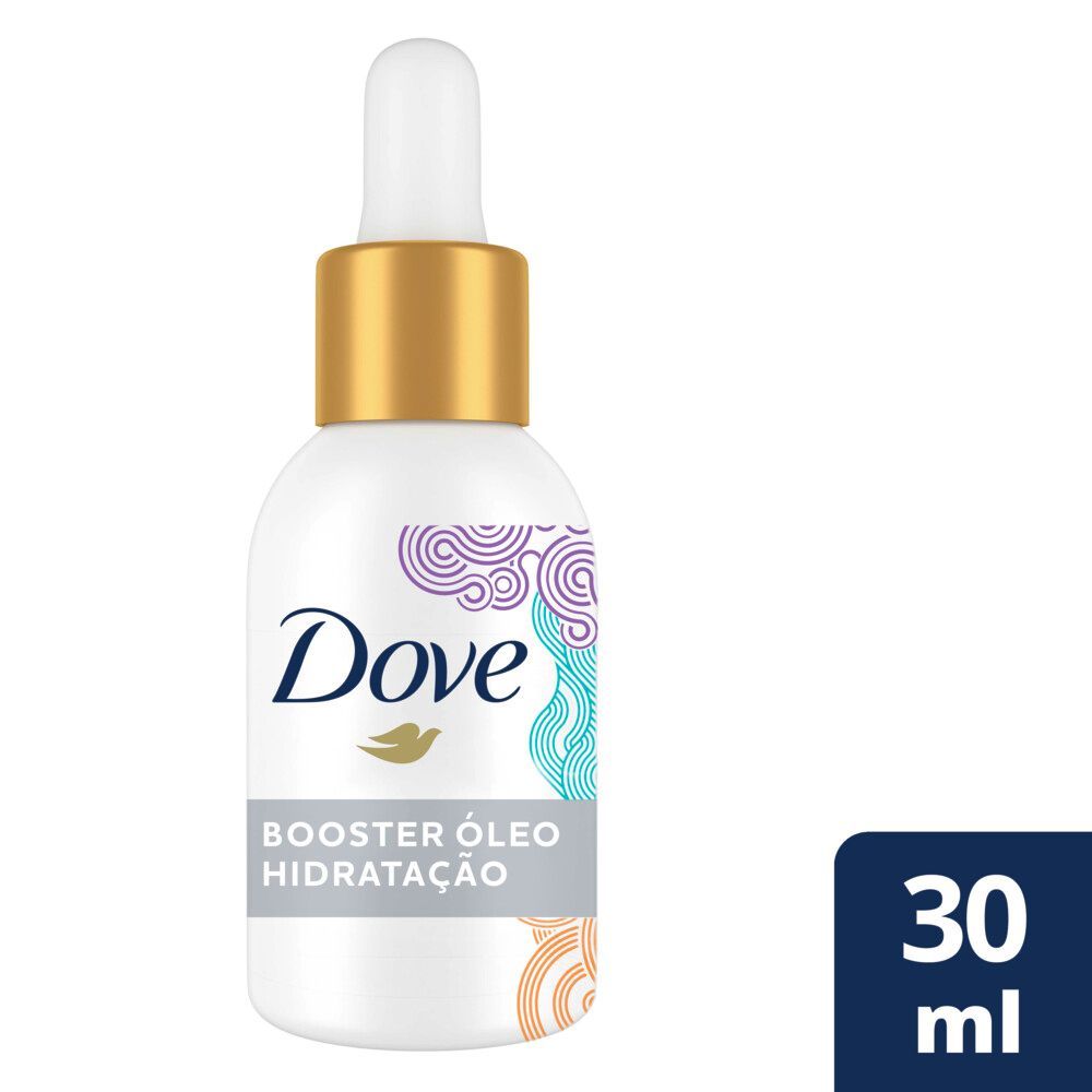 Frente do frasco do Booster Dove Texturas Reais Óleo Hidratação 30 ml
