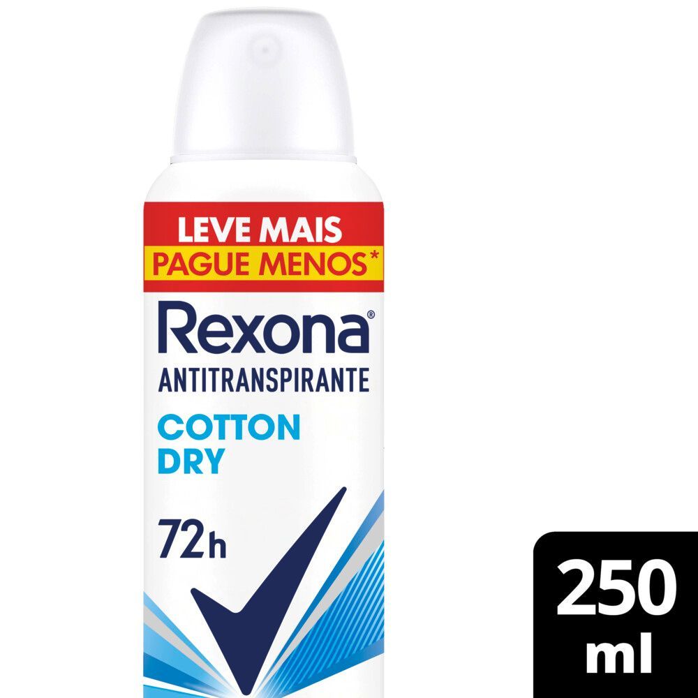 Frontal do desodorante aerosol Rexona Cotton Dry 250 ml