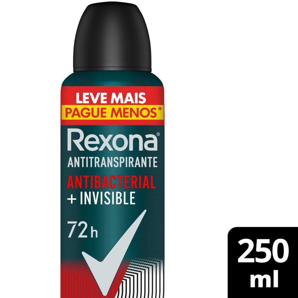 Desodorante Rexona Men Antibacterial+Invisible 250 ml - imagem frontal