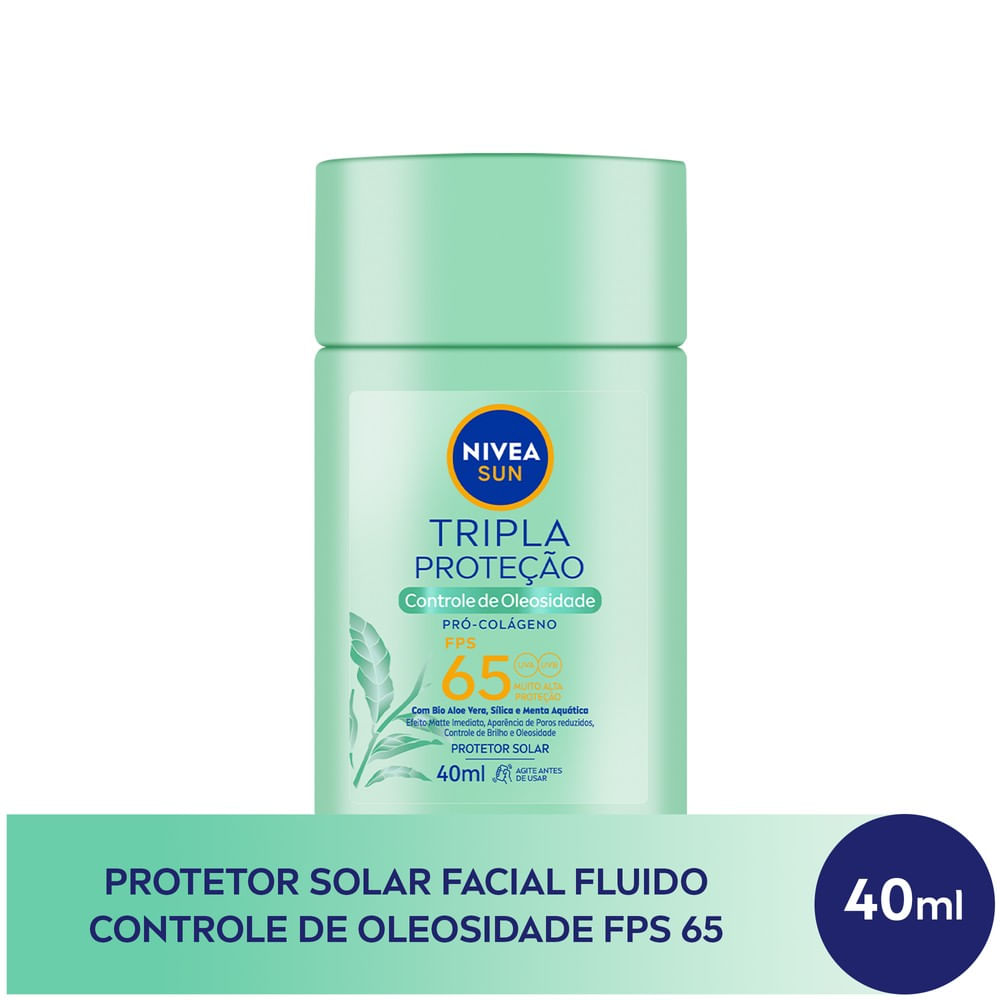 Protetor Solar Facial Nivea Sun Tripla Proteção FPS 65 40ml - embalagem verde-menta