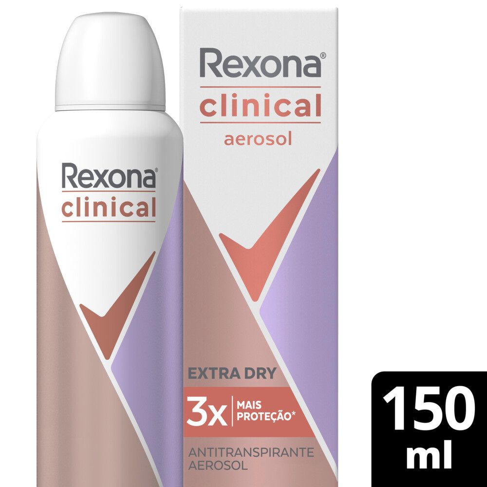 Desodorante Rexona Clinical Extra Dry Aerosol 150 ml - imagem frontal