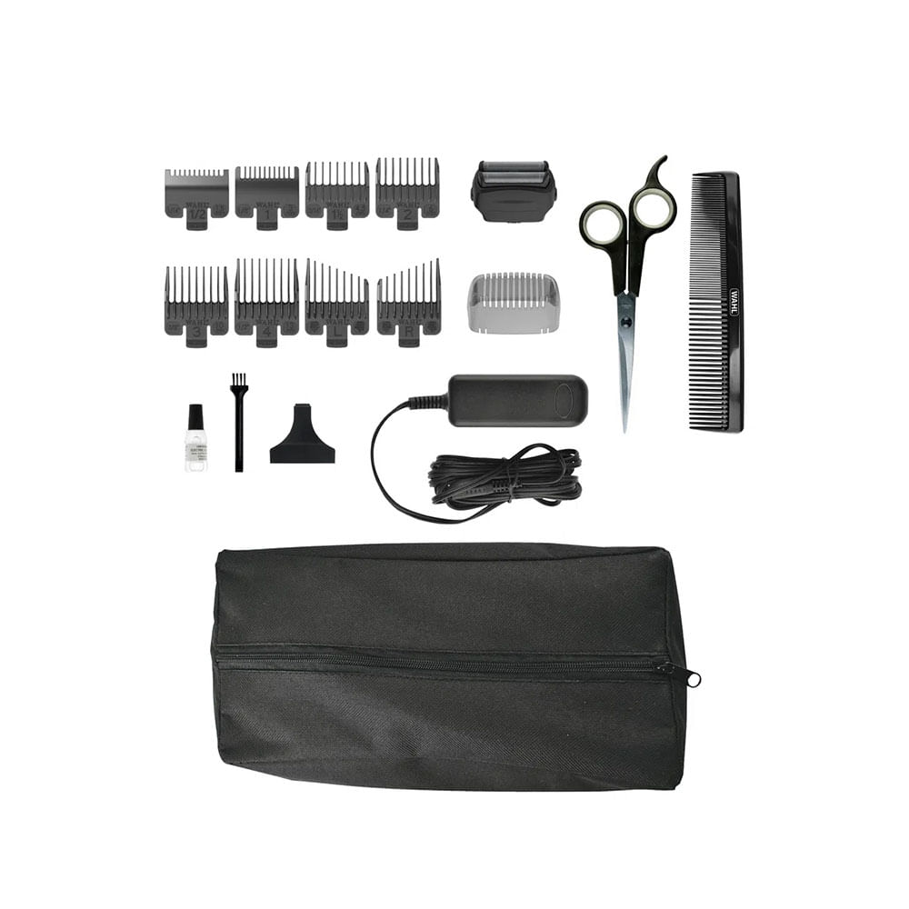 Kit completo Wahl Style 2 em 1 com pentes-guia, óleo lubrificante e bolsa