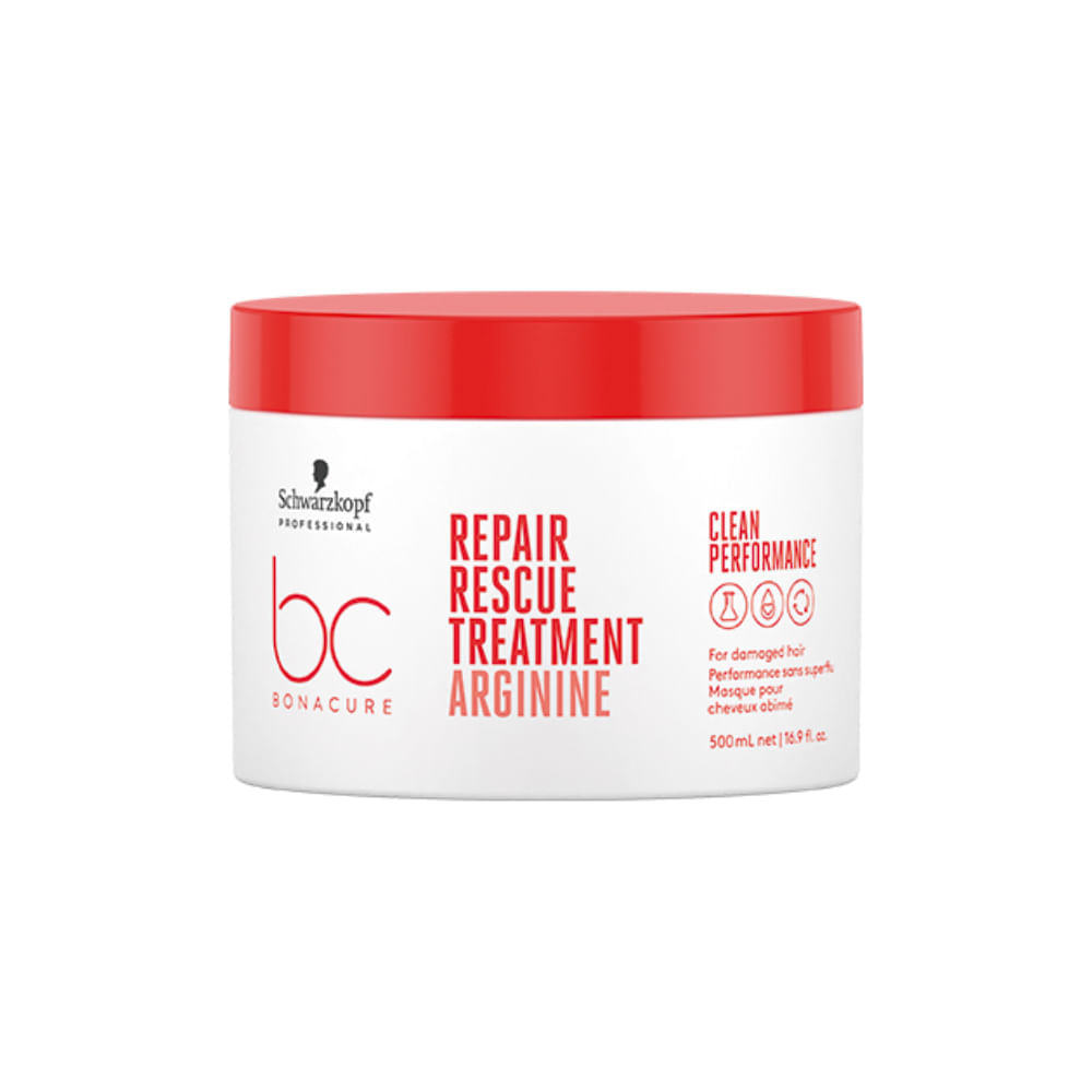 Máscara Bonacure Repair Rescue Arginina 500ml - pote branco com tampa vermelha