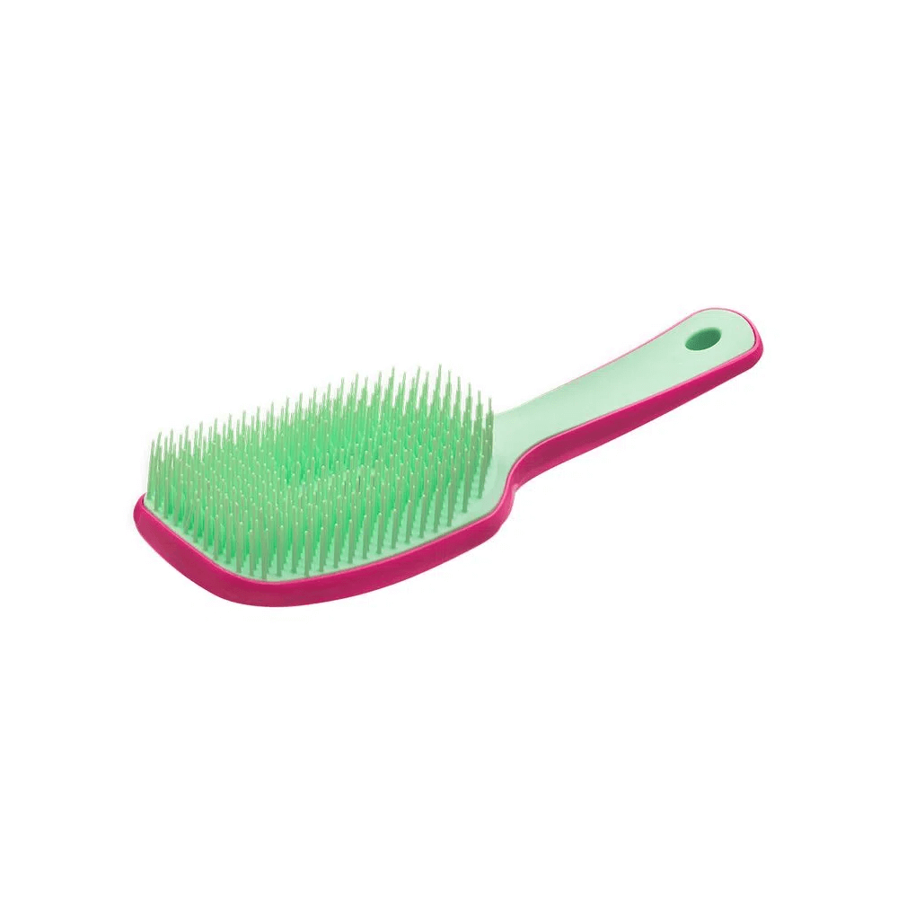 Perfil da Escova Flex Fast Ricca Dry Pink mostrando cerdas flexíveis e orifício para pendurar
