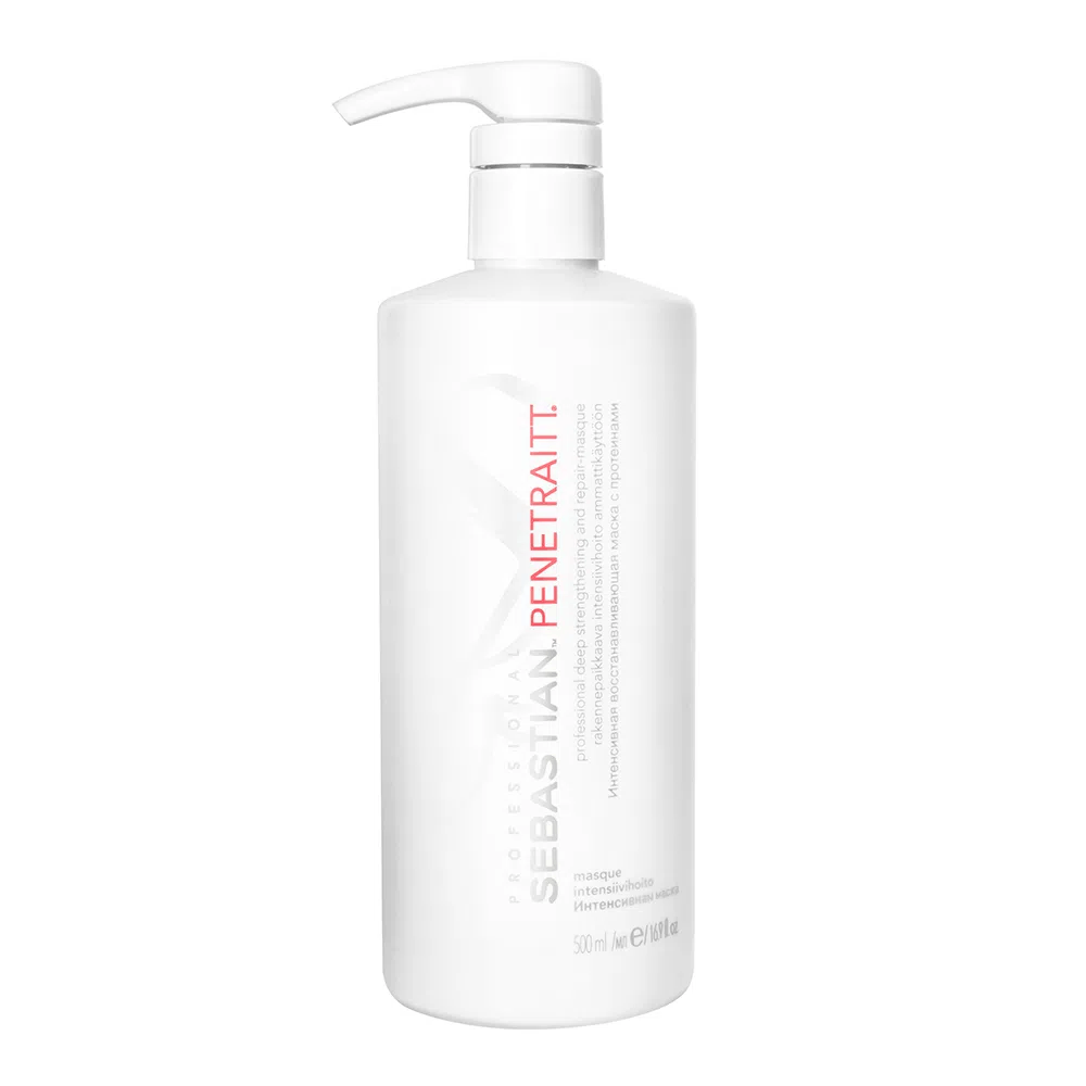 Frasco branco fosco Sebastian Penetrait 500ml com pump visto de frente