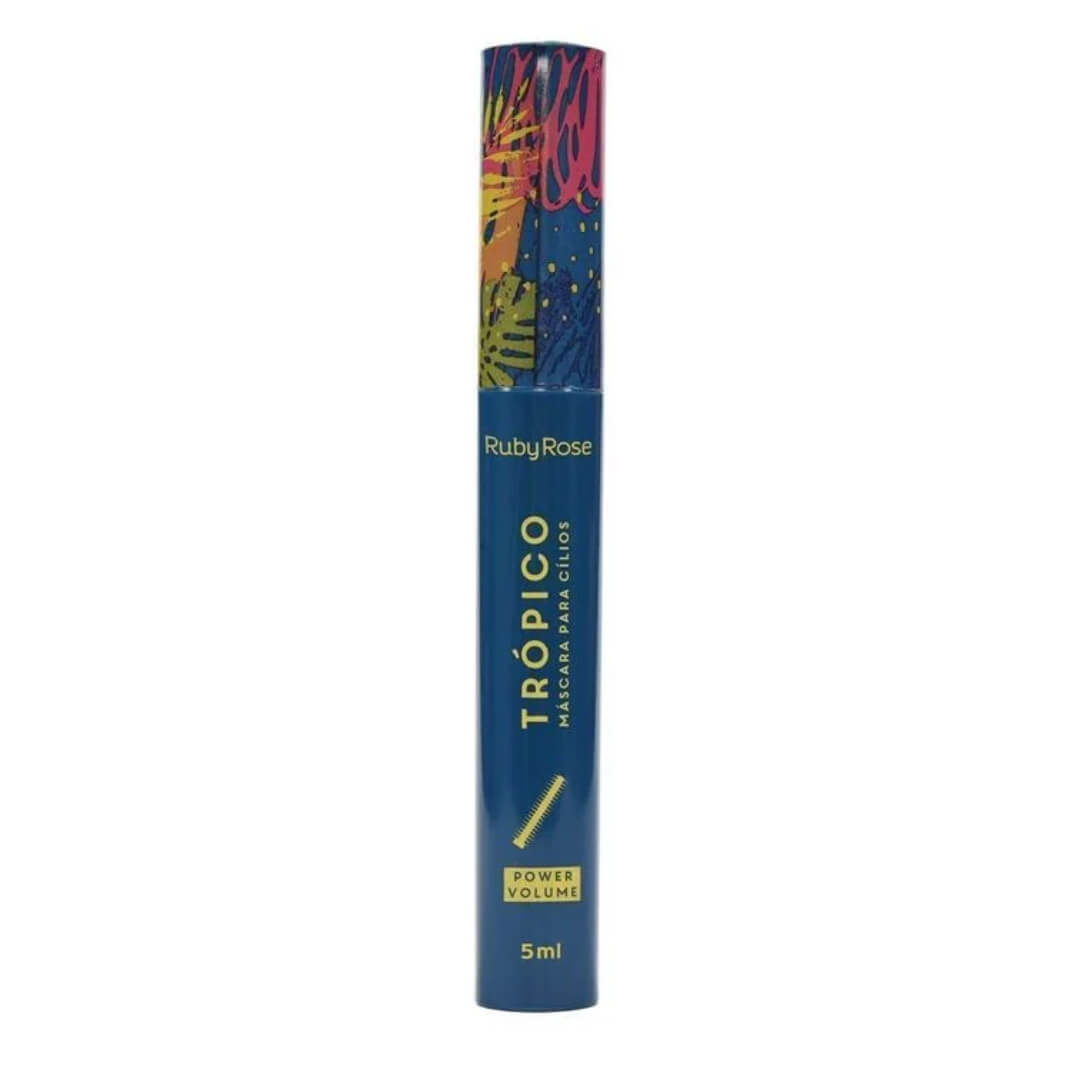 Máscara para cílios Ruby Rose Trópico Power Volume tubo azul com tampa tropical