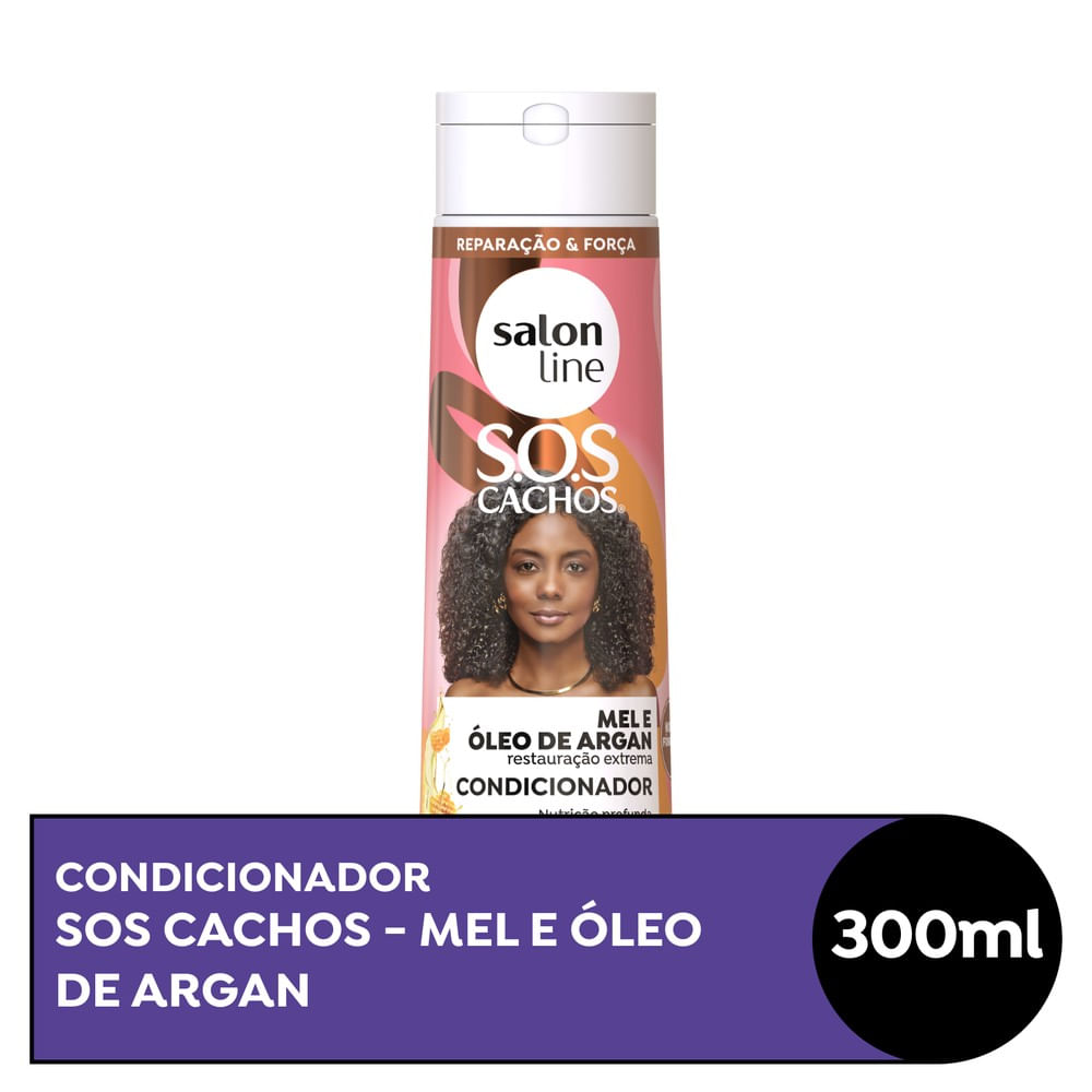 Frontal do condicionador Salon Line SOS Cachos Mel Cachos Intensos 300ml