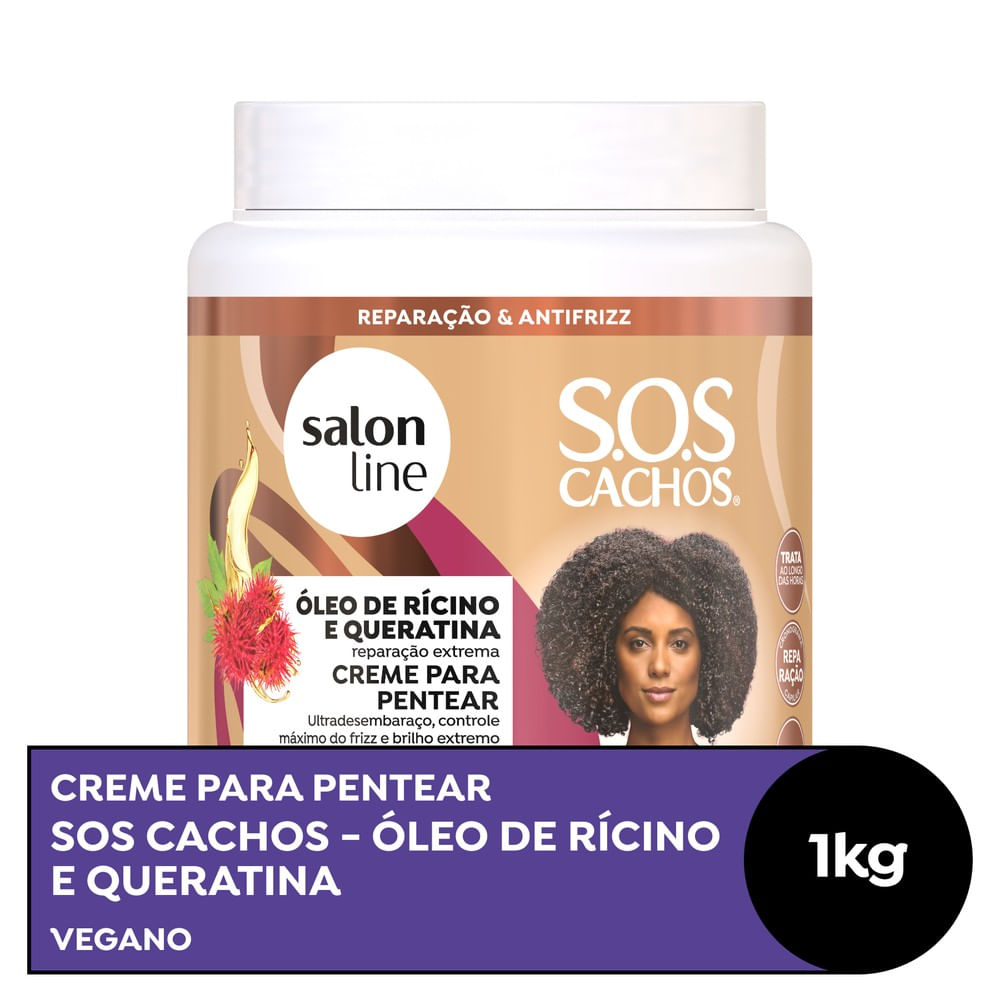 Creme para Pentear Salon Line S.O.S Cachos Rícino e Queratina 1000g - vista frontal