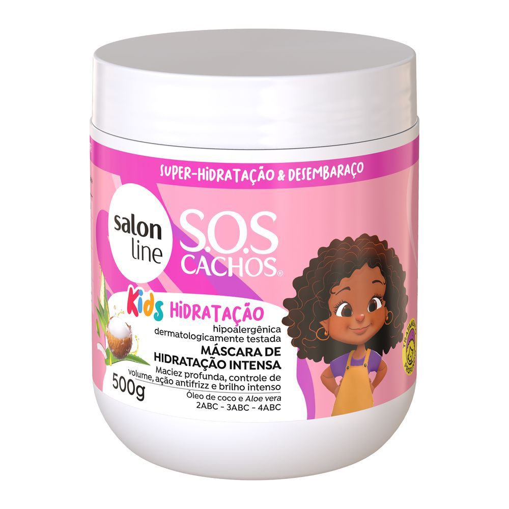 Detalhe da embalagem da Máscara Salon Line S.O.S Cachos Kids 500g