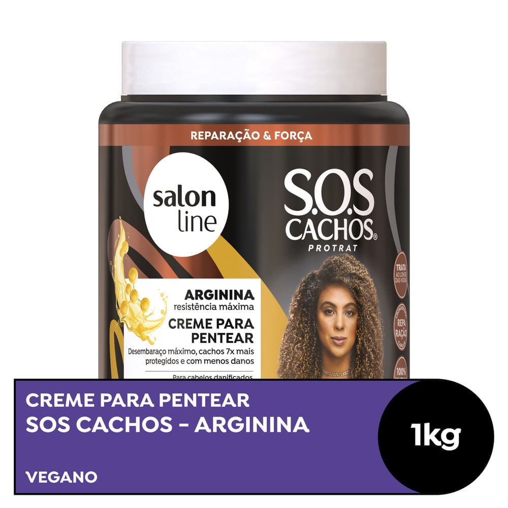 Creme para pentear Salon Line SOS Cachos Arginina 1000g - embalagem frontal
