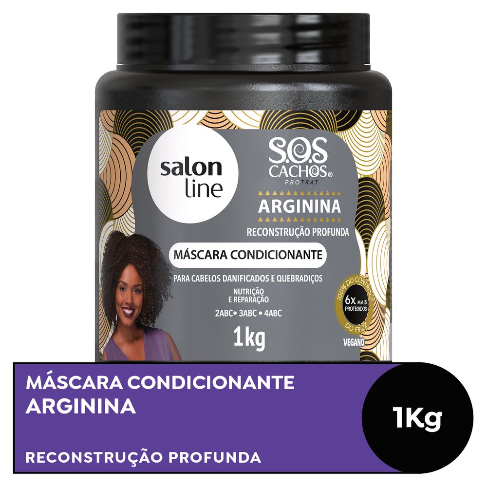 Máscara Salon Line Condicionante SOS Cachos Arginina 1kg - embalagem frontal