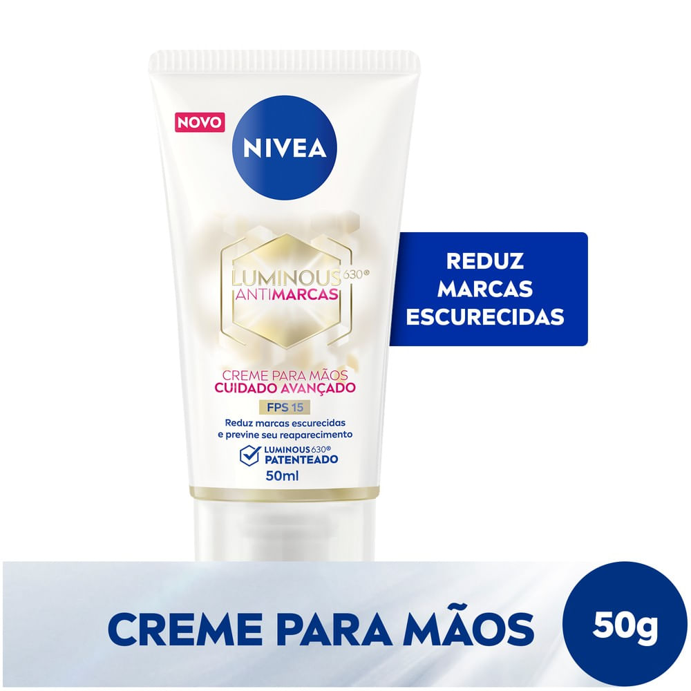 Creme para Mãos Nivea Luminous 630 FPS15 50g em fundo branco