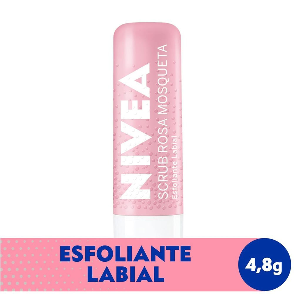 Scrub Esfoliante Labial NIVEA Rosa Mosqueta em bastão 4,8g