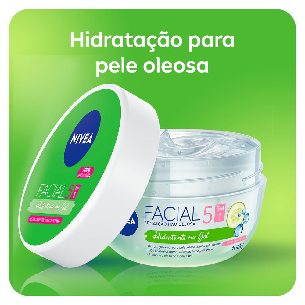 Imagem promocional do creme facial Nivea destacando hidratação para pele oleosa