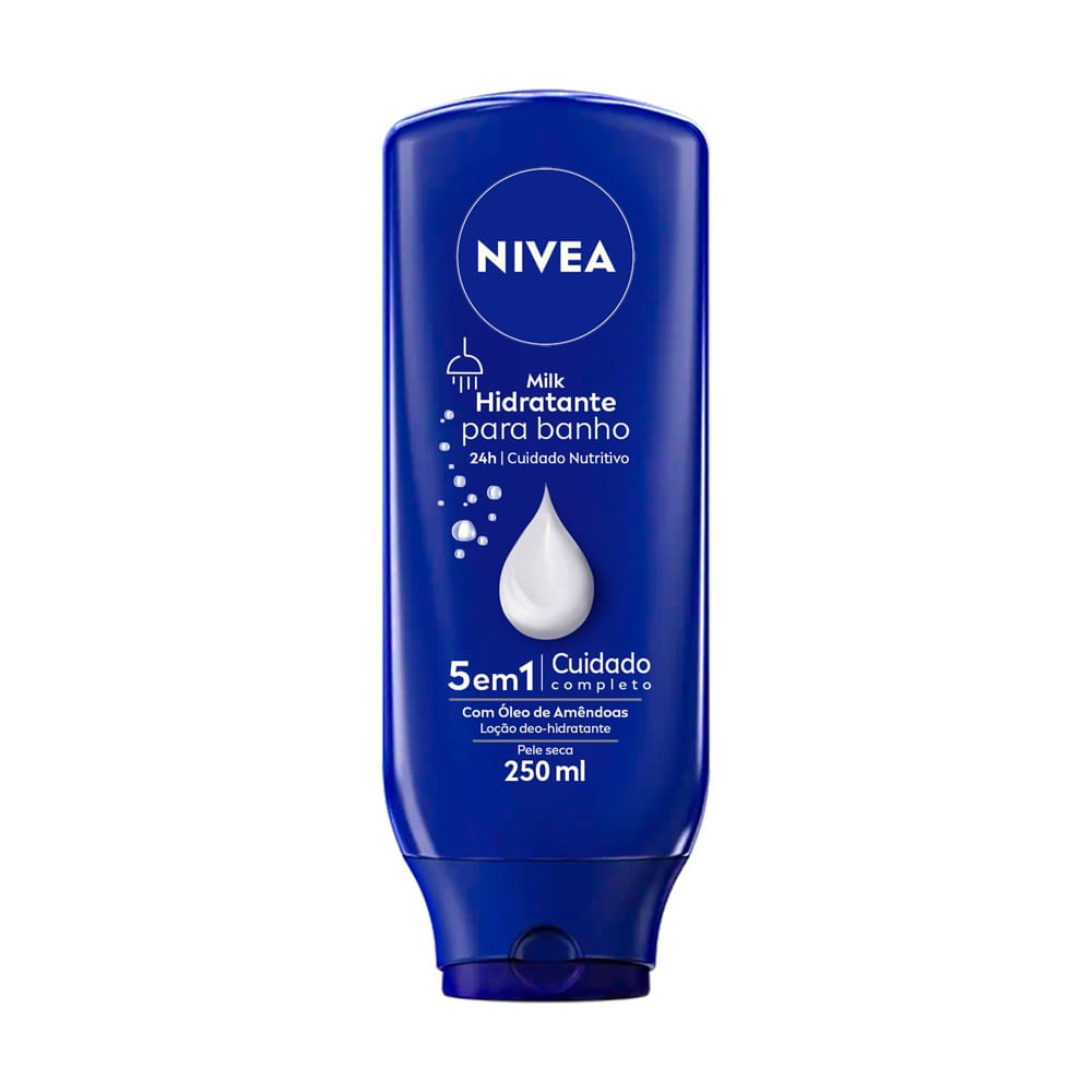 Detalhe da embalagem NIVEA Milk Hidratante para banho 250ml