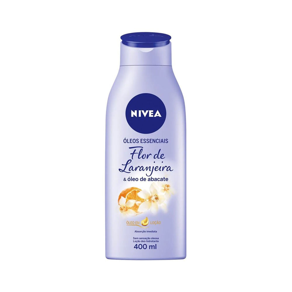 Frasco de Loção Hidratante NIVEA Óleos Essenciais Flor de Laranjeira e Óleo de Abacate 400ml