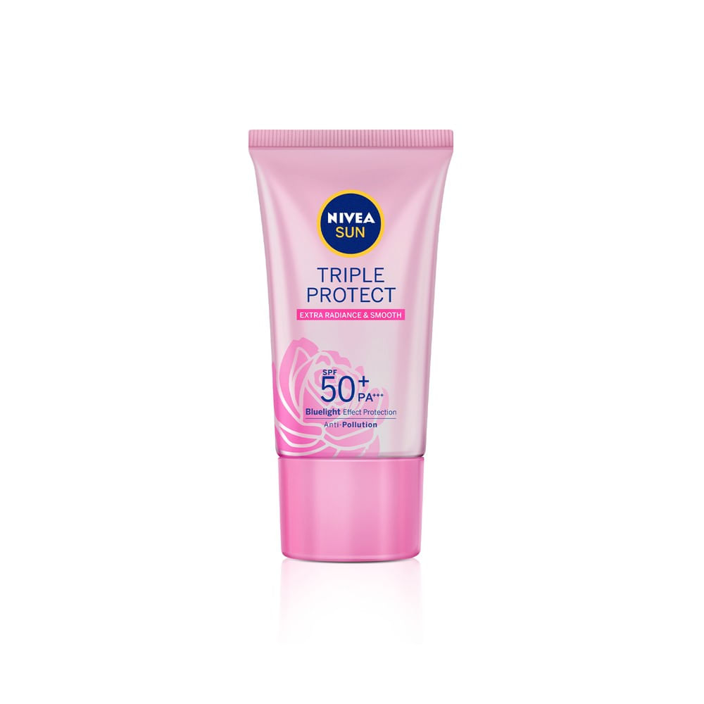 NIVEA SUN Protetor Solar Facial Tripla Proteção FPS50 40ml bisnaga rosa claro