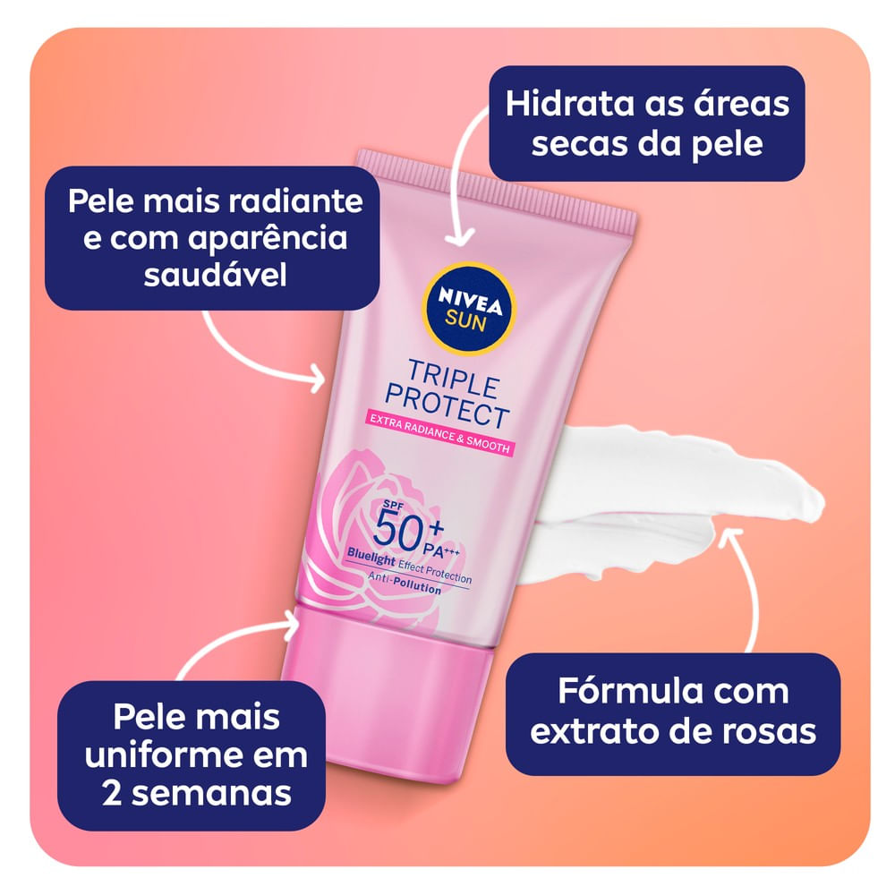 NIVEA SUN Tripla Proteção FPS50 bisnaga rosa com amostra do creme