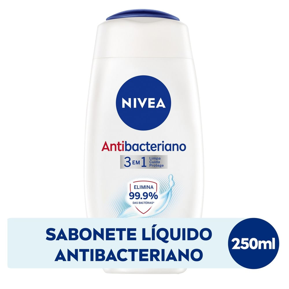 Frontal do sabonete líquido Nivea Antibacteriano 3 em 1 250ml