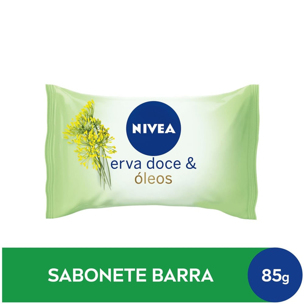 Sabonete em barra NIVEA Erva Doce & Óleos 85g embalagem verde claro com ramo de erva-doce