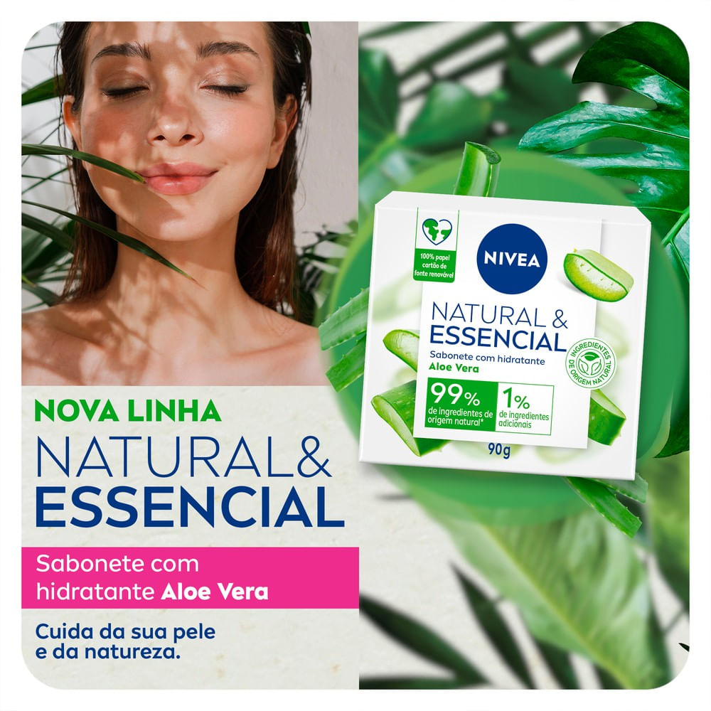 Imagem promocional do sabonete Nivea Natural & Essencial Aloe Vera 90g