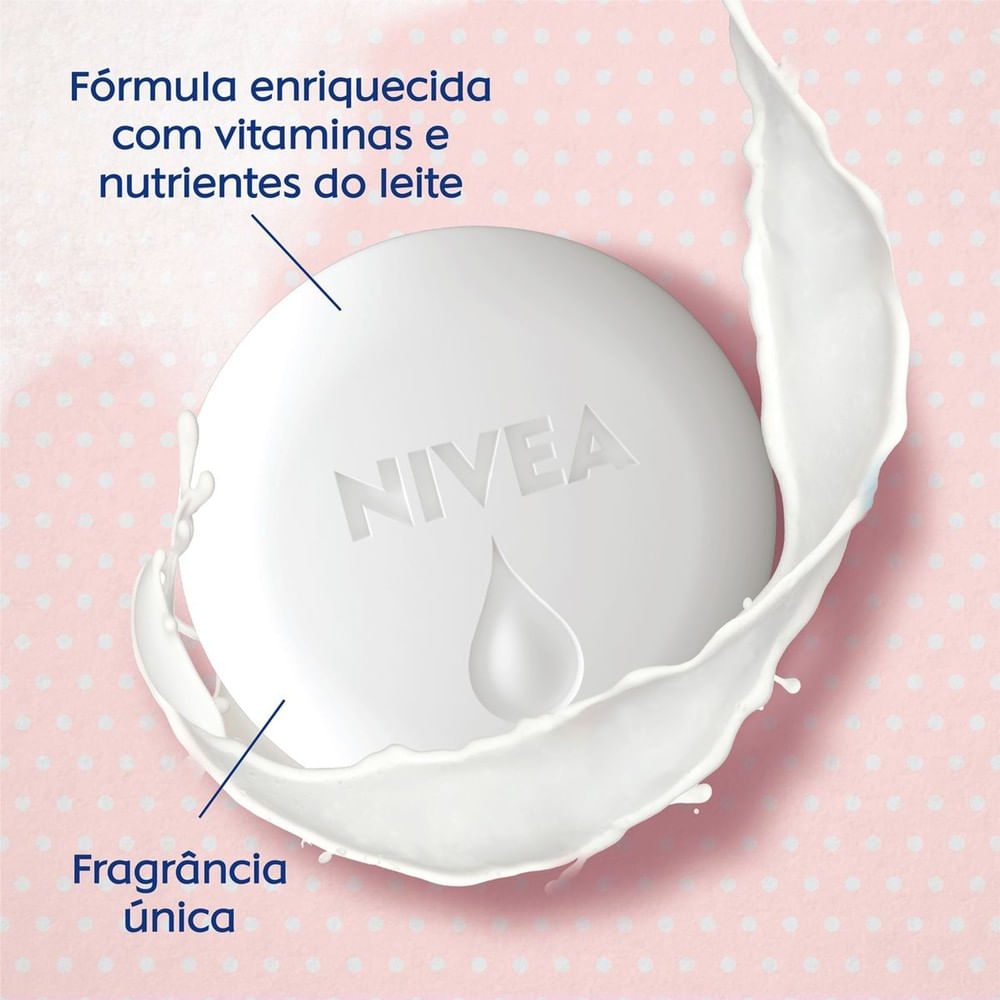 Sabonete NIVEA Pure Milk com destaque para textura e ingredientes
