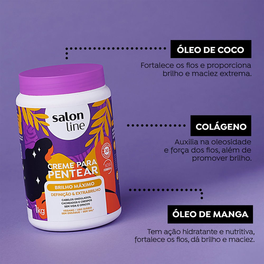 Ingredientes principais do Creme para Pentear Salon Line Brilho Máximo