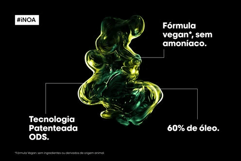 Informações da fórmula Inoa destacando 60% de óleo e tecnologia sem amônia