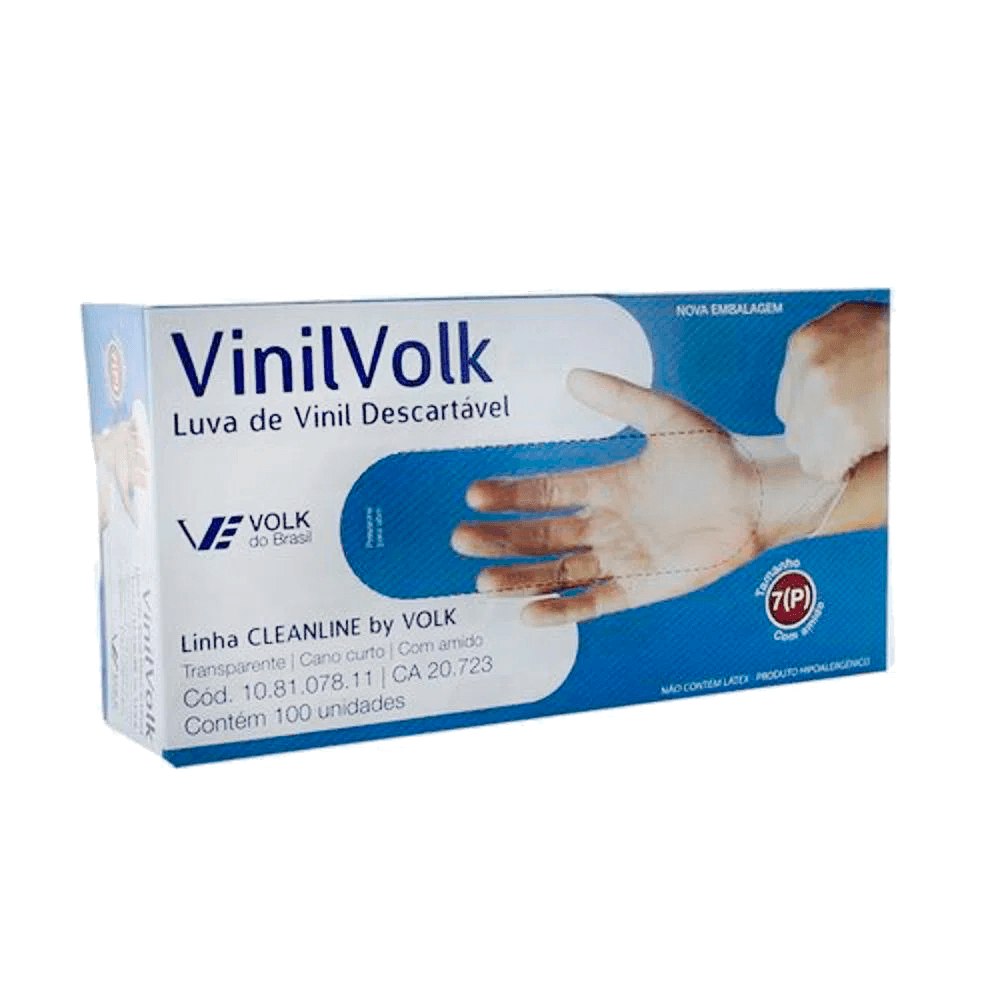 Embalagem Volk Luva de Vinil 100 Unidades Média