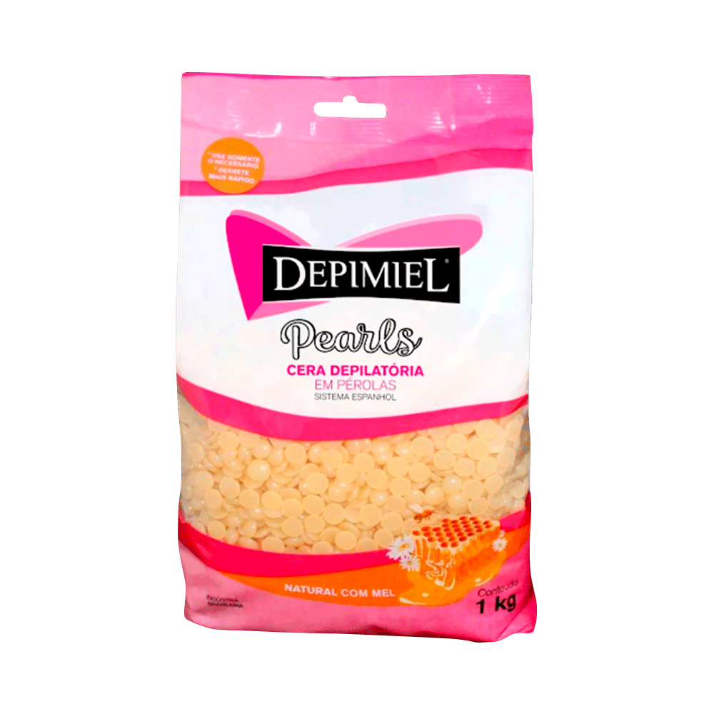 Embalagem Depimiel 1000g mostrando pérolas e design