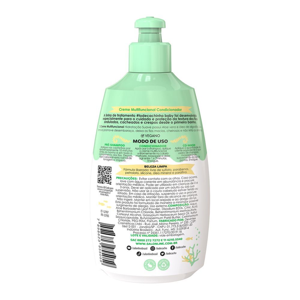 Verso da embalagem com informações de uso e composição do creme #Todecachinho Baby