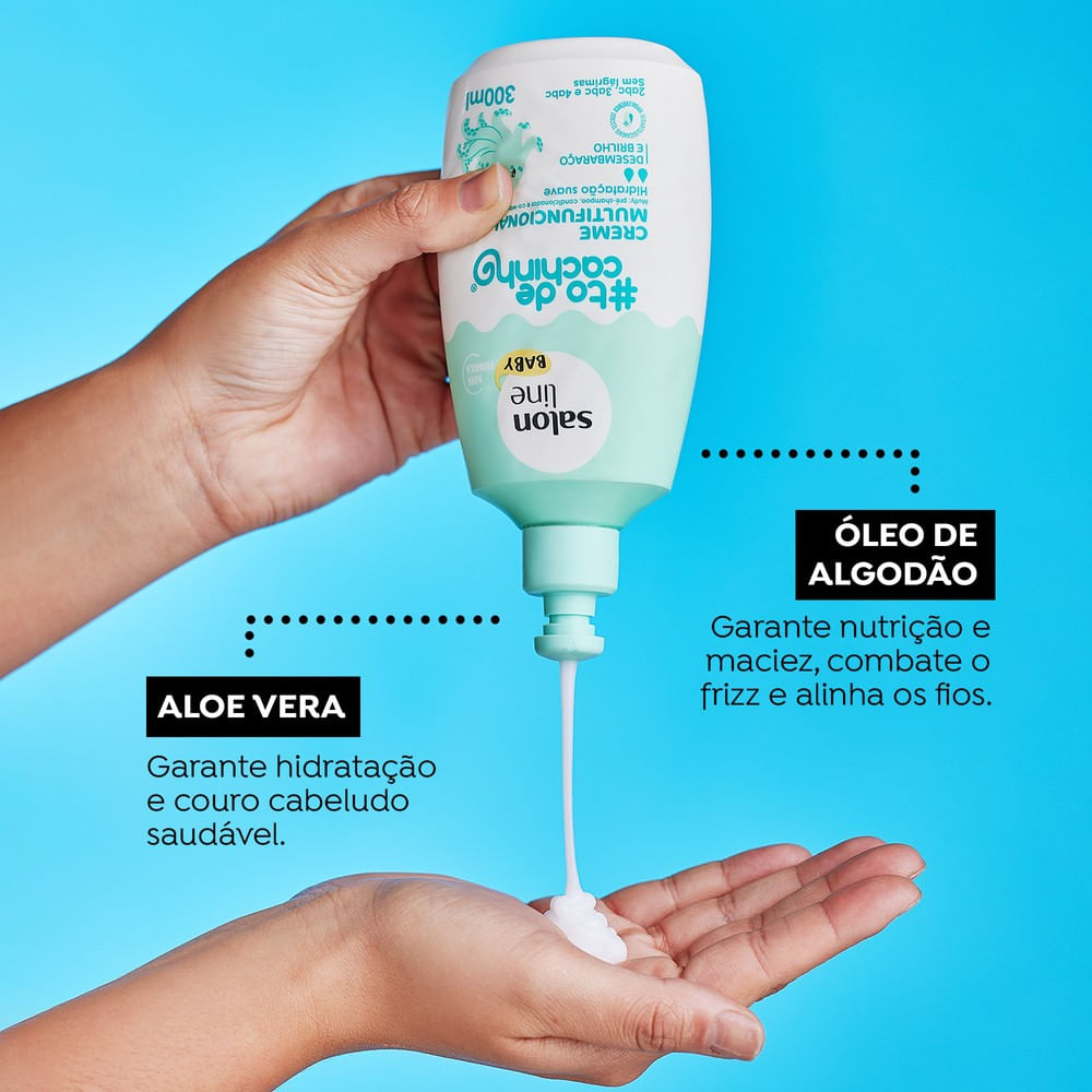 Demonstração de aplicação do creme #Todecachinho Baby com textura do produto